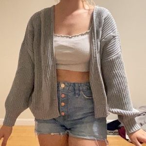 gray knitted Hollister cardigan